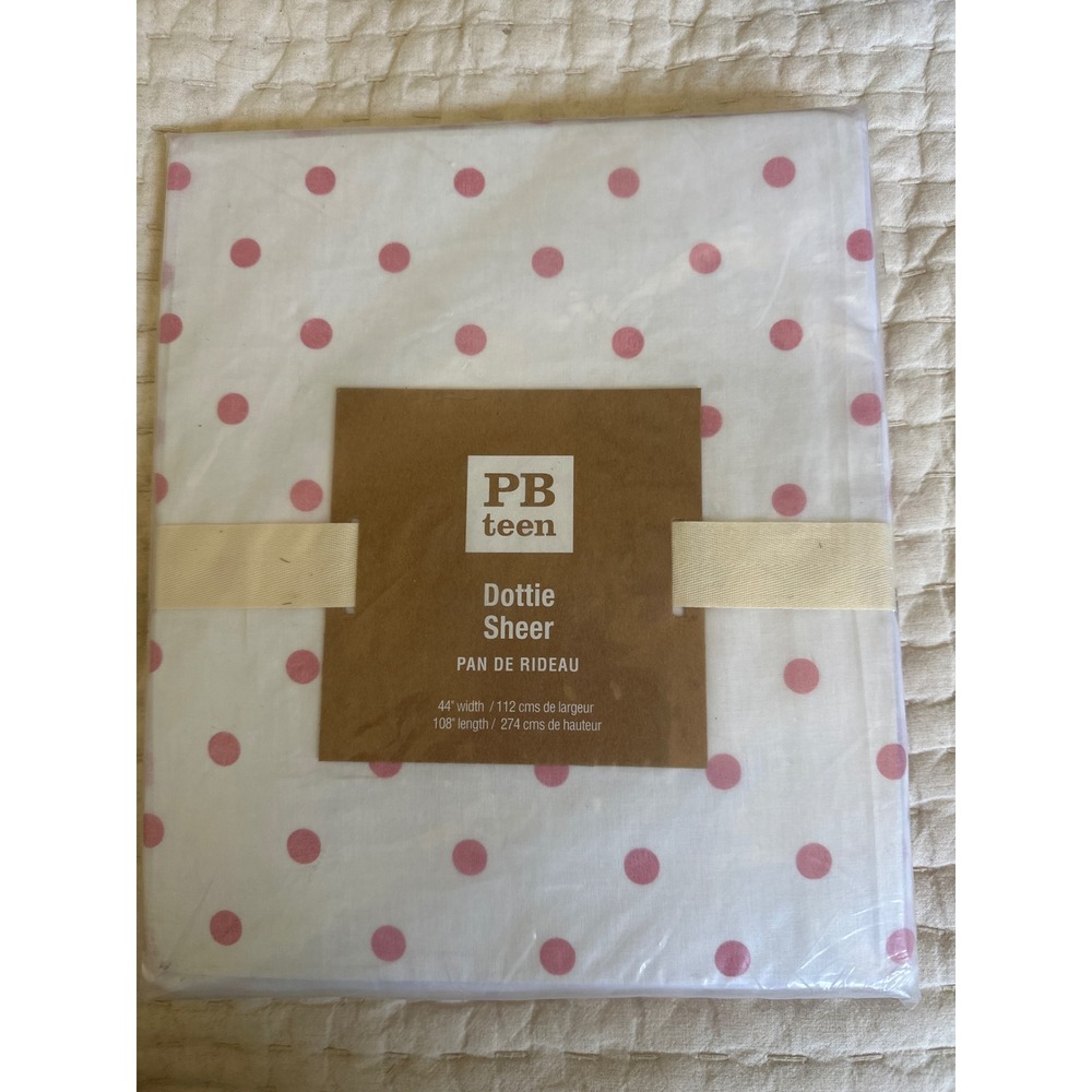 PBteen Pottery Barn Dottie Sheer Pink Polka Dot Cotton Curtain 44x108 1 Panel